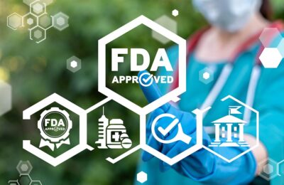Medical concept of FDA approved. Food and drugs administration q